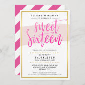 HAND LETTERED SCRIPT, zoet 16 trendy hot roze goud Kaart (Voorkant / Achterkant)