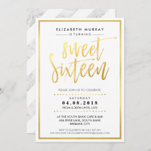 HAND LETTERED SCRIPT, zoete 16 trendy hot gold foi Kaart