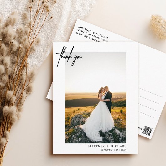 Hand-Lettered Simple White Dank u Briefkaart