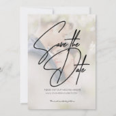 Hand Lettered Three Photo Collage Black Save The Date (Achterkant)
