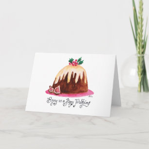 Hand Lettered Victoriaans Figgy Pudding Kerstmis Kaart