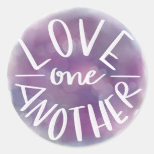 Hand-Lettered Waterverf Bokeh liefde elkaar Ronde Sticker
