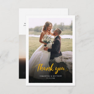 Hand-Lettered Wedding Day Foto Hartelijk dank Bedankkaart