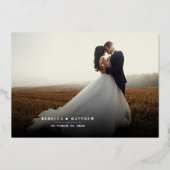 Hand-Lettered Wedding Day Foto Hartelijk dank Folie Uitnodiging (Voorkant)