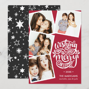 Hand Lettered Wishes Kerstfotocollage Kaart