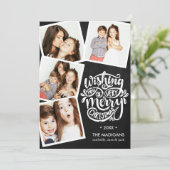 Hand Lettered Wishes | Kerstfotocollage Kaart (Staand voorkant)