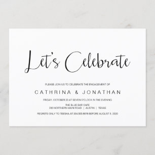 Hand Lettered, Zwart script, Verlovingsfeest Kaart
