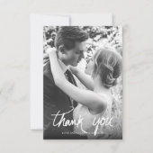 Hand Lettered Zwart & Wit Bruiloft Bedankkaart (Voorkant)
