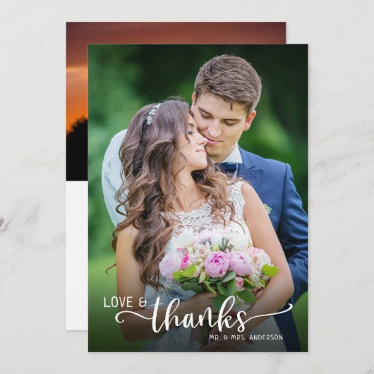 Hand Lettering Liefde & Bedankt bruiloft Dank u (Voorkant / Achterkant)