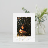 Hand Lettering Prettig Folie Kerstkaart Folie Feestdagen Briefkaart (Staand Voorkant)