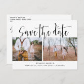Hand Lettering Twee Foto's Save the Date Kaart (Voorkant / Achterkant)