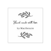 Hand Made With Love Botanical Line Art Custom Name Rubberstempel (Afrduk)