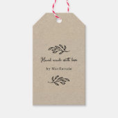 Hand Made With Love Brown Paper Botanical Leaf  Cadeaulabel (Voorkant)