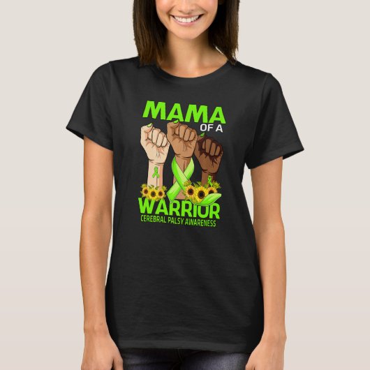 Hand Mama van een Warrior Cerebral Palsy Awareness T-shirt (Voorkant)