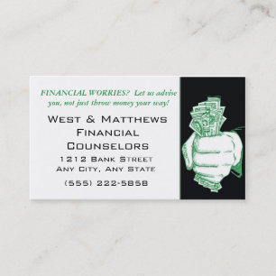 Hand met contant financieel Visitekaartje