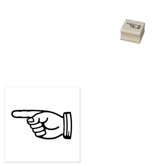 "Hand naar links wijzen" Rubberen stempel (Gestempeld)