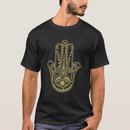 Hand of Hamsa Fatima Evil Turkish Tiger Eye T-shirt (Voorkant)