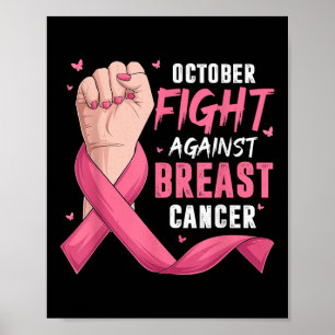 Hand oktober strijd tegen borstkanker bewustzijn poster