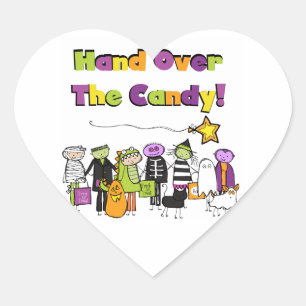 Hand over het Snoep Halloween Tshirts and Gifts Hart Sticker