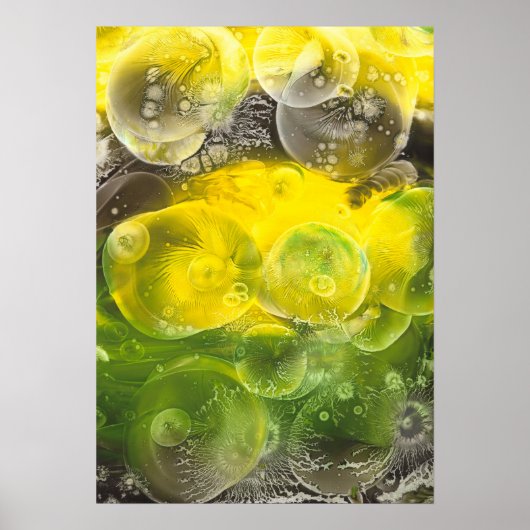 Hand Painted Abstract Art Yellow and Green Poster (Voorkant)