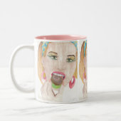 Hand Painted Art Cupcake Lady Coffee Mok Cup (Links)