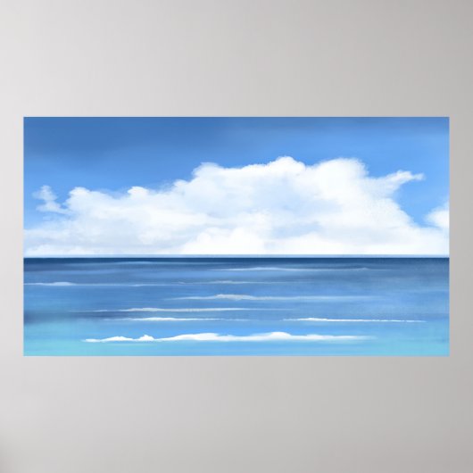 Hand Painted Blue Sky Ocean Poster (Voorkant)