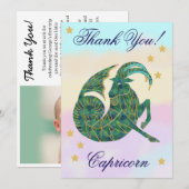 Hand-Painted Capricorn Birthday Thank You Bedankkaart (Voorkant / Achterkant)
