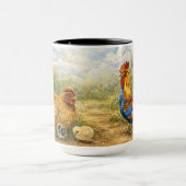 Hand-Painted Chicken & Chicks and Rooster Mug (Centre)