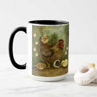 Hand-Painted Chicken & Chicks and Rooster Mug Mok