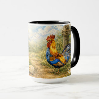 Hand-Painted Chicken & Chicks and Rooster Mug Mok