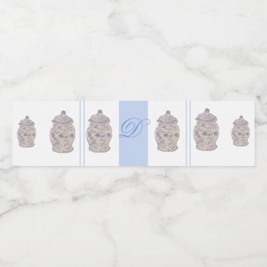 Hand Painted Chinoiserie Ginger jar jars Waterfles Etiket (Enkel label)