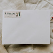 Hand Painted Cream Christmas Tree Reindeer Address Etiket