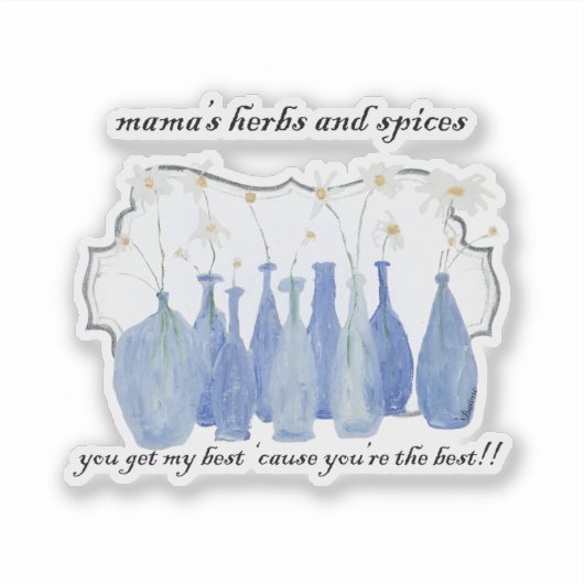 Hand Painted Daisy Rosemary Jar Bottle  Sticker (Voorkant)