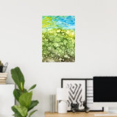 Hand Painted Dandelion Field and Blue Sky Poster (Thuiskantoor)
