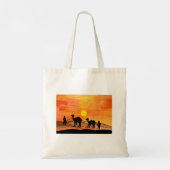 Hand-painted Desert Sunset Camel Tote Bag (Dos)