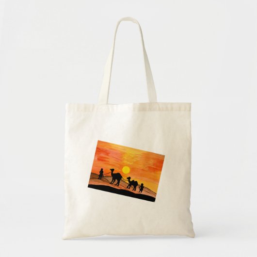 Hand-painted Desert Sunset Camel Tote Bag (Devant)