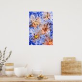 Hand Painted Floral Fantasy - Blue and Peach Bloom Poster (Keuken)