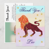 Hand-Painted Leo Birthday Thank You Bedankkaart (Voorkant / Achterkant)