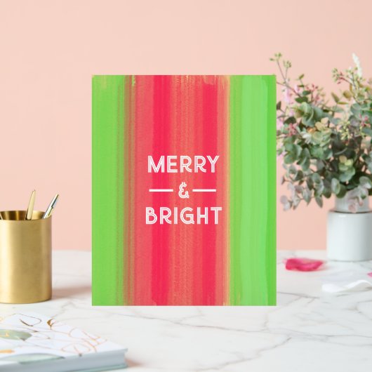 Hand Painted Merry and Bright Green and Red (Mariage)