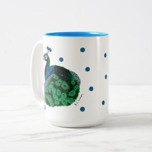 Hand-painted Peafowl Mug (Devant gauche)
