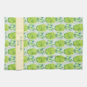 Hand-Painted PIneapple Personalized Watercolor Theedoek (Horizontaal)