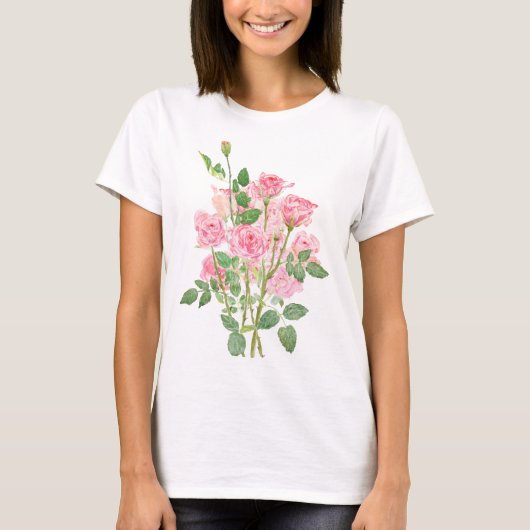 hand painted pink rose bouquet t-shirt (Voorkant)
