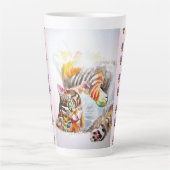 Hand Painted Pink Shabby Tabby Cat Cats Latte Mug (Devant)
