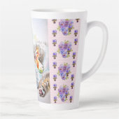 Hand Painted Pink Shabby Tabby Cat Cats Latte Mug (Droite)
