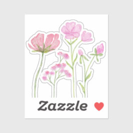 Hand-Painted Pink Wildflowers Illustration Sticker