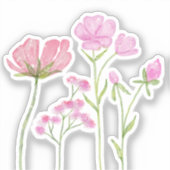 Hand-Painted Pink Wildflowers Illustration Sticker (Voorkant)