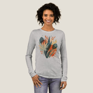 Hand-Painted Plant Tee – Geometric Retro Style Tri-Blend Shirt