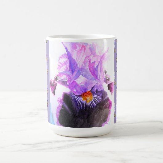 Hand Painted Purple Iris Irises floral Latte Mug (Centre)