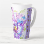 Hand Painted Purple Pansy Pansies floral Latte Mug Latte Mok (Rechterhoek)