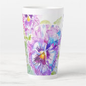 Hand Painted Purple Pansy Pansies floral Latte Mug Latte Mok (Voorkant)